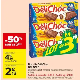 Carrefour Market Delacre biscuits délichoc offre