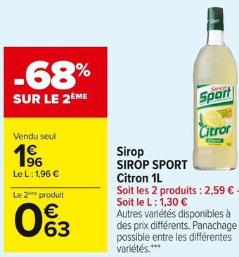 Carrefour Market Sirop sport sirop citron 1l offre