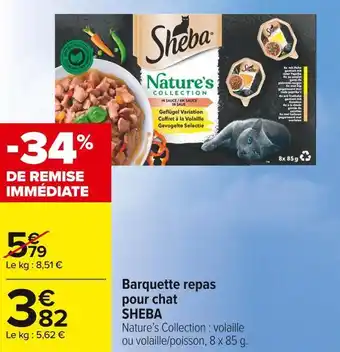 Carrefour Market Sheba barquette repas pour chat offre