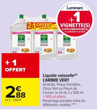 Carrefour Market L’arbre vert liquide vaisselle offre