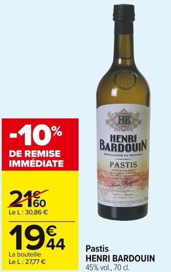 Carrefour Market Henri bardouin pastis offre