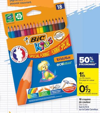 Carrefour Market Bic 18 crayons de couleur offre