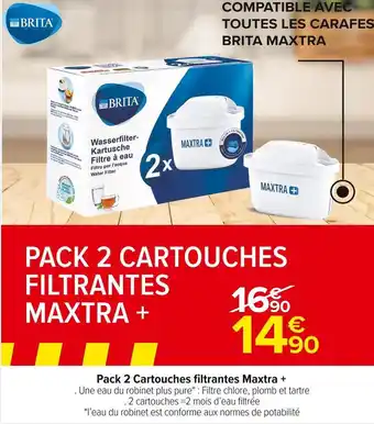 Carrefour Market Brita pack 2 cartouches filtrantes maxtra + offre