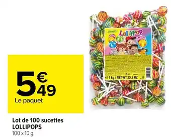 Carrefour Lollipops lot de 100 sucettes offre