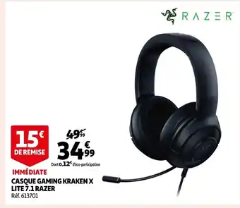 Auchan Casque Gaming Kraken X Lite 7.1 Razer offre