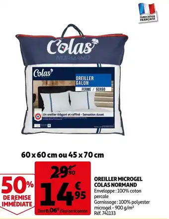 Auchan Oreiller Microgel Colas Normand offre