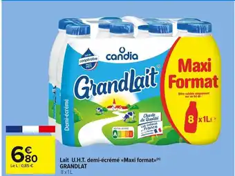 Carrefour Market Lait U.H.T demi-écrémé Maxi fornat Grandlait offre