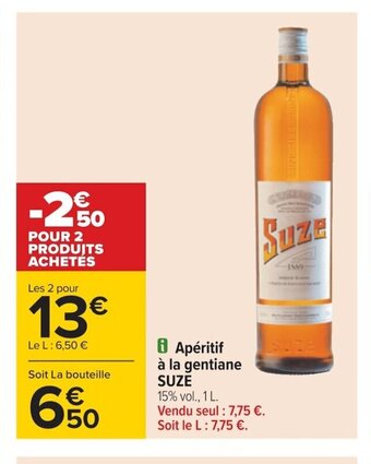 Carrefour Apéritif À La Gentiane Suze offre