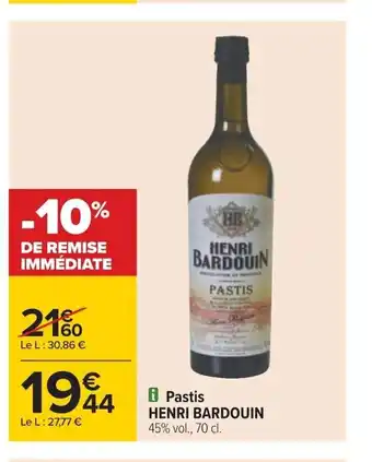 Carrefour Pastis Henri Bardouin offre