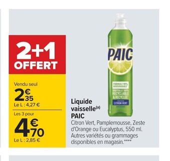 Carrefour Liquide Vaisselle Paic offre