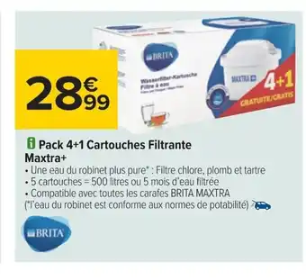 Carrefour Pack 4 + 1 Cartouches Filtrante Maxtra+ offre
