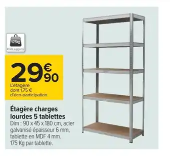 Carrefour Étagère Charges Lourdes 5 Tablettes offre