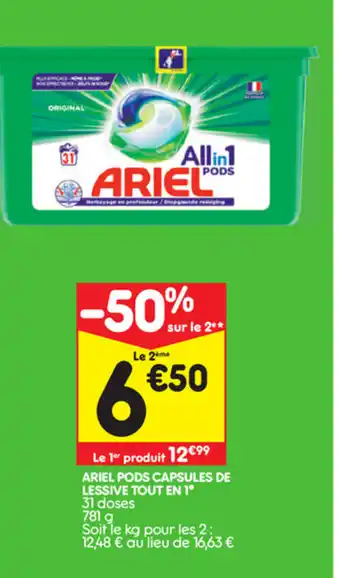 Leader Price Ariel Pods Capsules De Lessive Tout En 1 offre