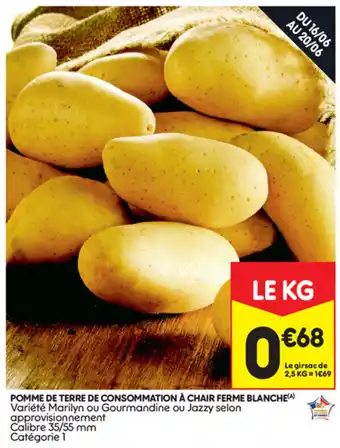 Leader Price Pomme De Terre De Consommation à Chair Ferme Blanche offre