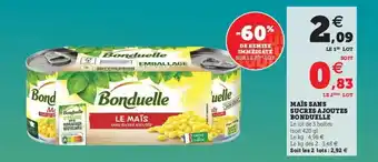 Super U Maïs sans sucres ajoutes bonduelle offre
