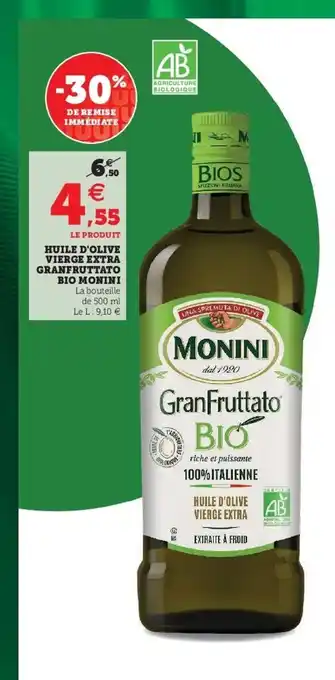 Super U Huile d'olive vierge extra granfruttato bio minini offre
