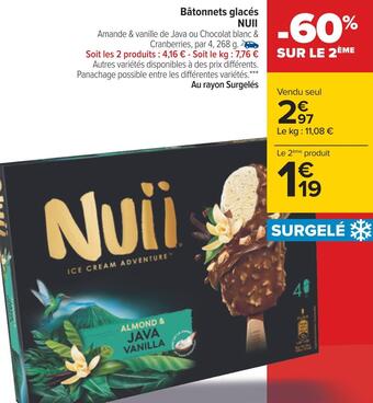 Carrefour Nuii bâtonnets glacés offre