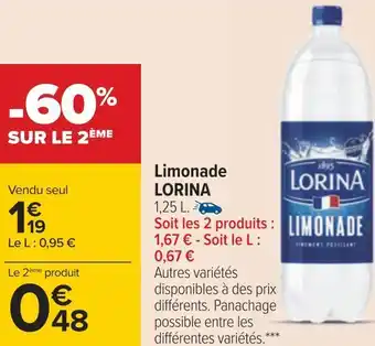 Carrefour Lorina limonade offre