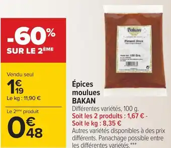 Carrefour Bakan épices moulues offre