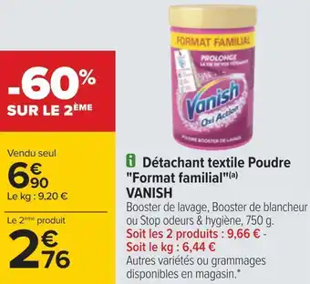 Carrefour Vanish détachant textile poudre "format familial" offre