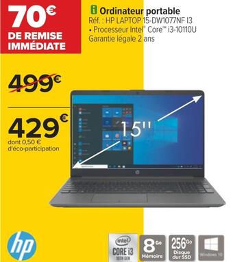 Carrefour Hp ordinateur portable offre