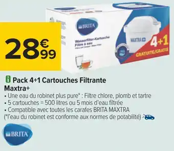 Carrefour Brita pack 4+1 cartouches filtrante maxtra+ offre