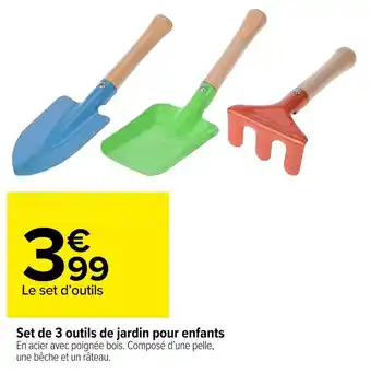 Set de 3 outils de jardin pour enfants