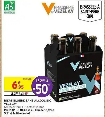 Intermarché Bière Blonde Sans Alcool Bio Vezelay offre