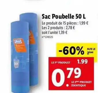 Lidl Sac Poubelle 50 L offre