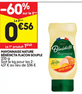 Leader Price Mayonnaise nature bénédicta flacon souple offre