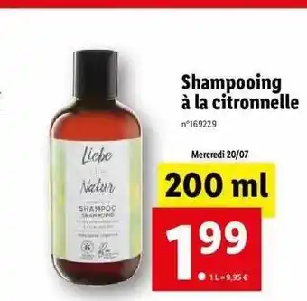Lidl Shampooing à La Citronelle Liebe Die Natur offre