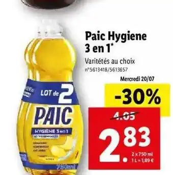 Lidl Paic Hygiène 3 En 1 offre
