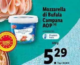 Lidl Mozzarella Di Bufala Campana Aop offre