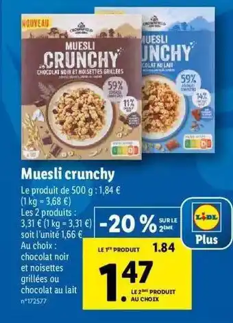 Lidl Muesli Crunchy offre