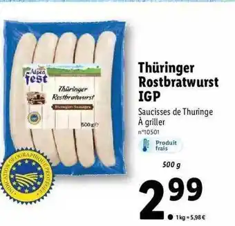 Thüringer Rostbratwurst Igp