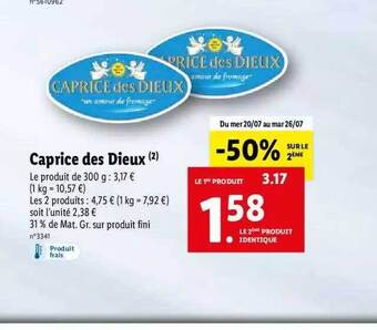 Lidl Caprice Des Dieux offre
