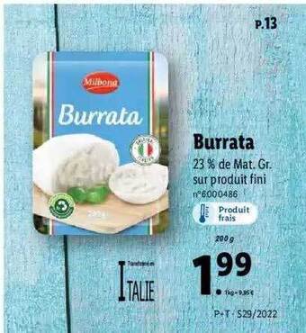 Lidl Burrata offre