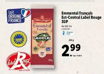 Lidl Emmental Français Est-central Label Rouge Igp offre