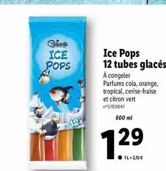 Lidl Ice Pops 12 Tubes Glacés offre