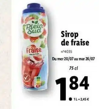 Lidl Sirop De Fraise offre