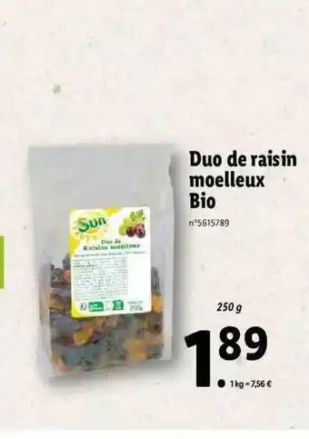Lidl Duo De Raisin Moelleux Bio offre
