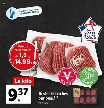 16 Steaks Hachés Pur Boeuf