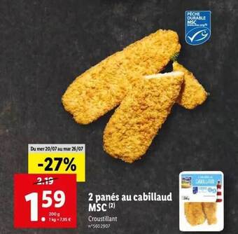 Lidl 2 Panés Au Cabillaud Msc offre