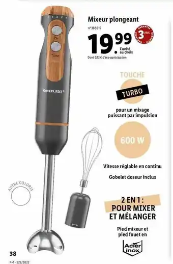 Lidl Mixeur Plongeant Silvercrest offre