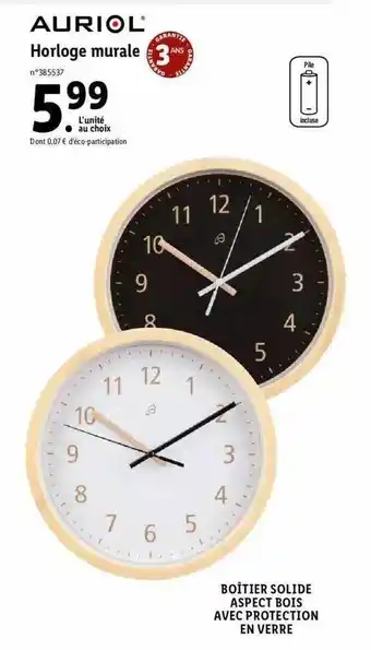 Lidl Horloge Murale Auriol offre