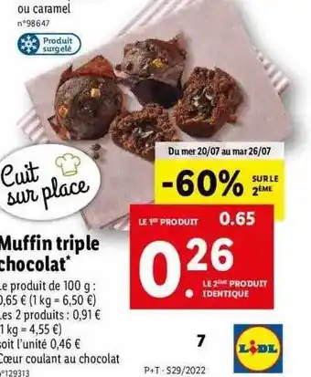 Lidl Muffin Triple Chocolat offre