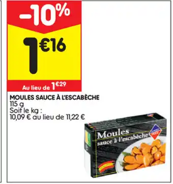 Leader Price Moules sauce à l'escabèche offre