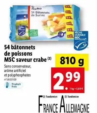 Lidl 54 Bâtonnets De Poissons Msc Saveur Crabe offre