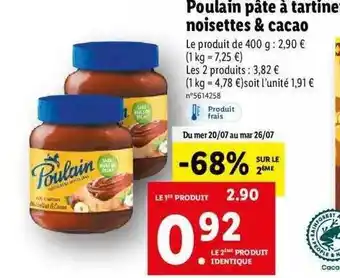 Lidl Poulain Pâte à Tartiner Noisettes & Cacao offre