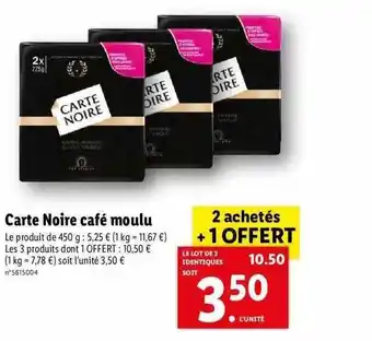 Lidl Carte Noire Café Moulu offre